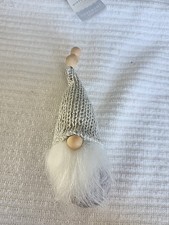 Target Wondershop Silver Gnome Christmas Tree Ornament Fabric Wood Wool 5" Tall