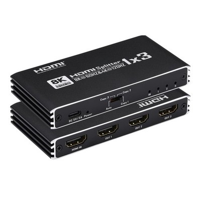 8K@60Hz HDMI 2.1 Splitter 1 In 3 Out 4K@120Hz 1080P HDR HDCP2.3