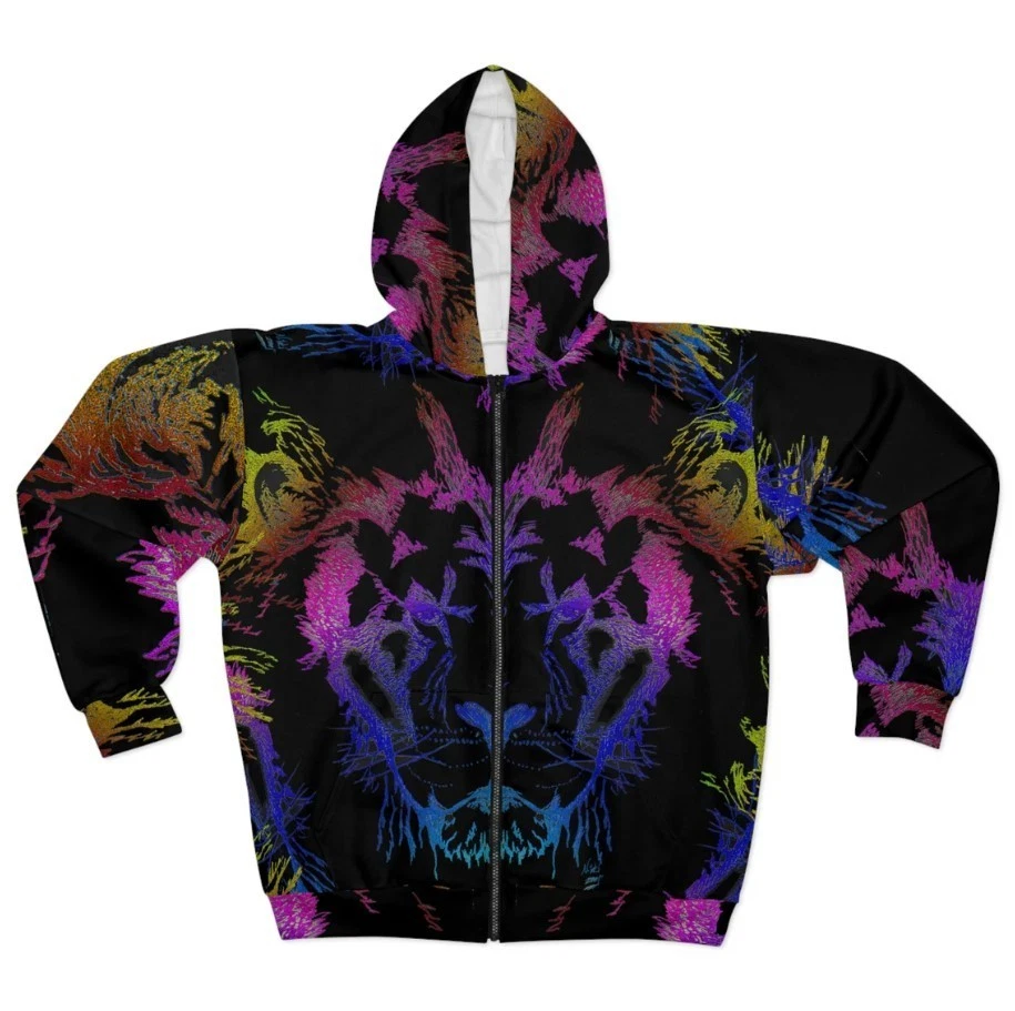 Lion Wolf Art Zip Up Hoodie