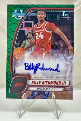 #ad 2024 25 Bowman U Chrome Billy Richmond Reptilian Green Refractor Auto # 75 🔴🐗 $14.99