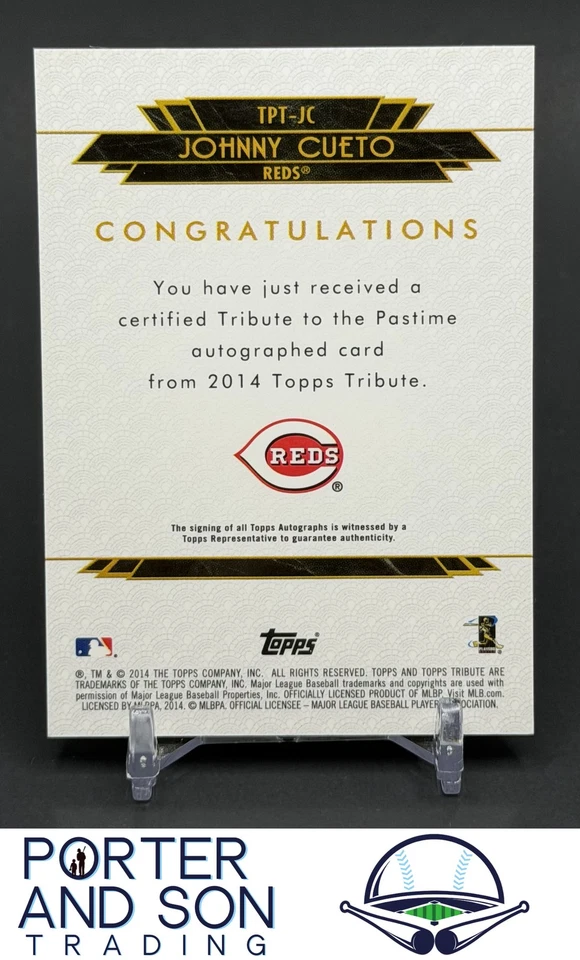 Johnny Cueto #/35 Tribute to the Pastime Sepia Auto 2014 Topps Tribute #TPT-JC - Image 2 of 2