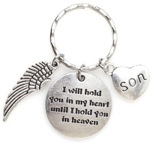 In My Heart Memorial Keychain, Angel Wing, Sympathy, Grief, Veteran, Loss