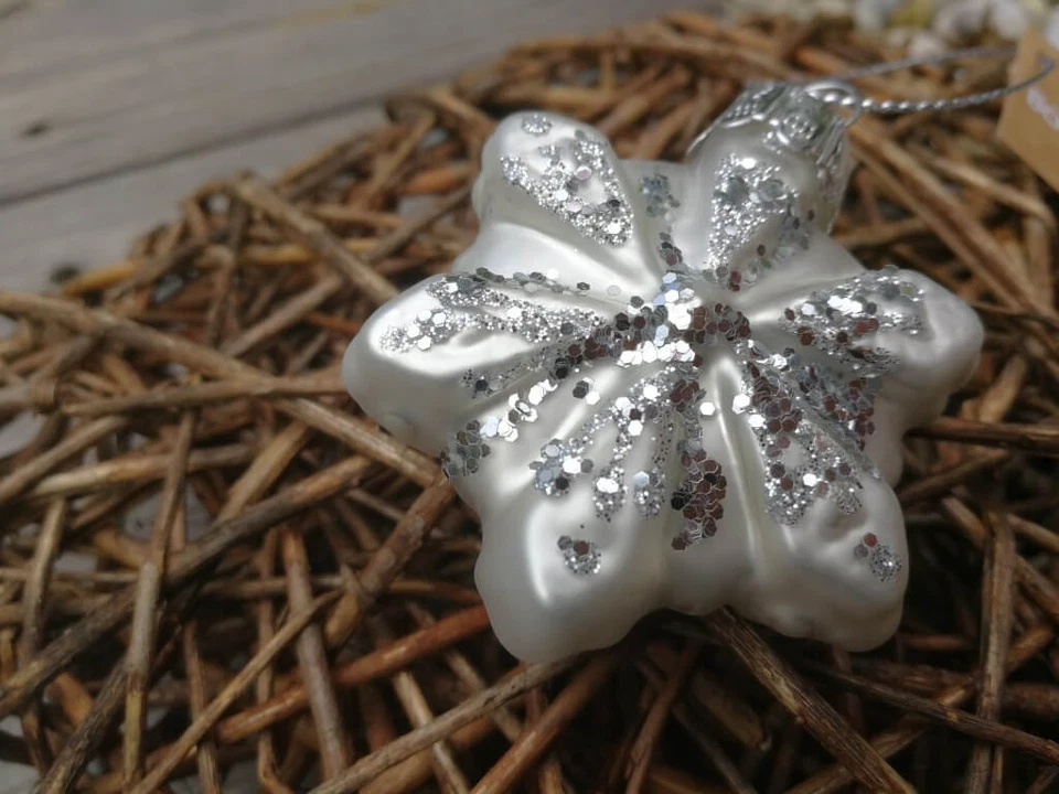 Pallina per albero di Natale fiocco di neve Zilia 6 punte argento palla di Na... - Immagine 2 di 4