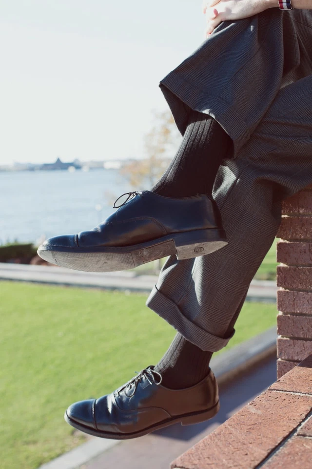 Calcetines de vestir cálidos acogedores de invierno para hombre de lana merino a media pantorrilla Foto 3 de 4