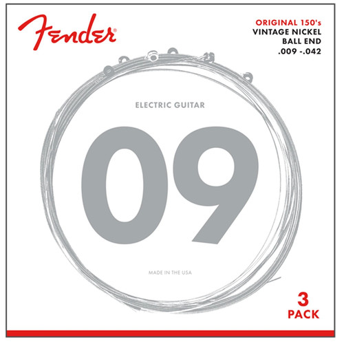 Fender 150 Original Pure Nickel Guitar Strings 09-42 (Pack of 3 Sets)
