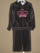 MINIWEAR TODDLER GIRLS GRAY CROWN SWEAT OUTFIT JACKET PANTS SIZE 48 MONTHS NWT'S