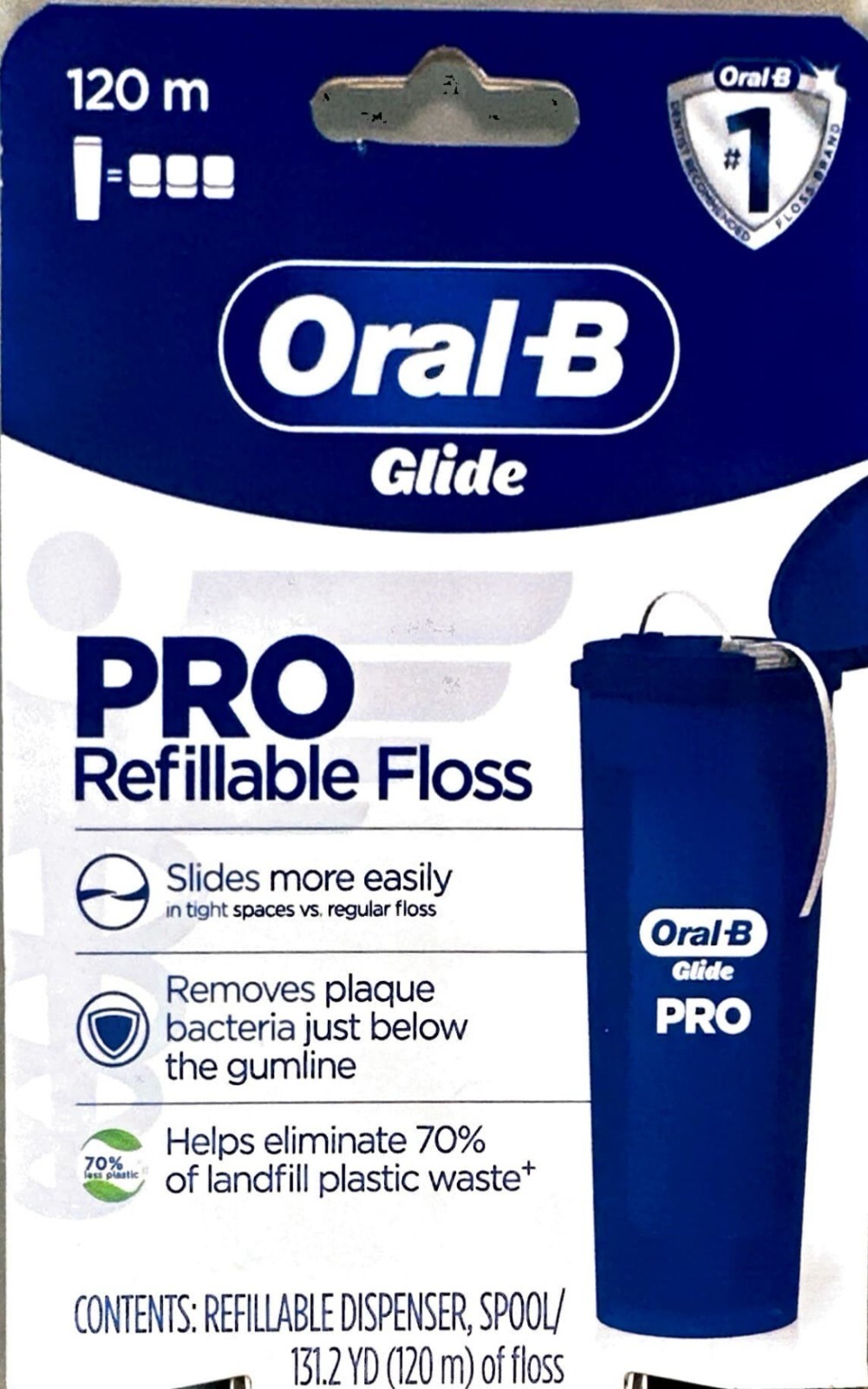 Oral-B Glide PRO 120m Refillable Dental Floss Dispenser with Dispenser