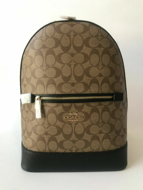 Coach Kenley Women\'s Backpack Signature Canvas - Khaki/Black Coach signature backpack khaki - Gem main image 3