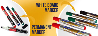 4 x große trocken abwischbare Whiteboard Marker Stifte Kugelspitze schwarz blau rot grün