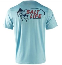 Salt Life Lightweight Nanotex Performance SLXUvapor Crew Sky M Live Salty NWT