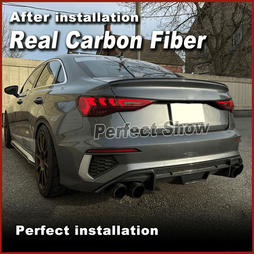 For Audi S3 8Y Sedan 2021-23 Real Carbon Fiber Rear Bumper Diffuser Lip Spoiler - Picture 2 of 12