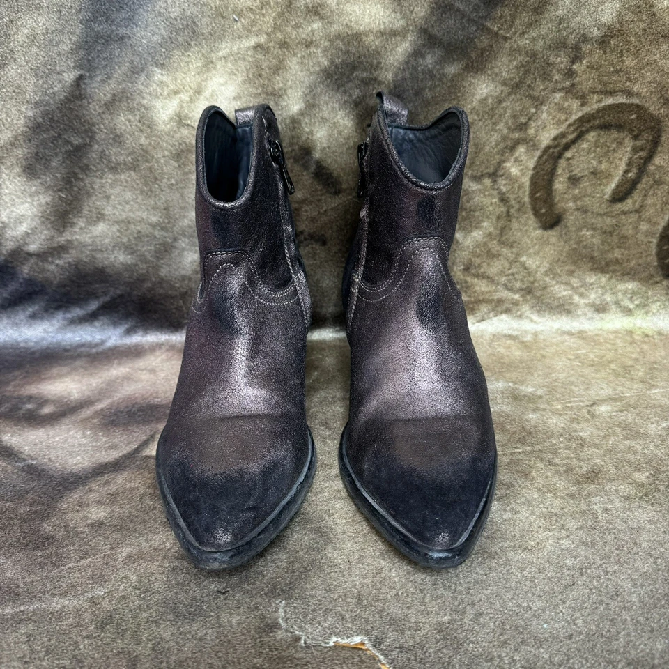 Moma Western Boots 37 Italia Bronce Marrón Cuero Cosido a Mano Botines Foto 3 de 4