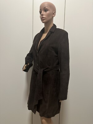 ELEMENTS LEDER TRENCHCOAT LEDERMANTEL MANTEL IN BRAUN GRÖßE 38