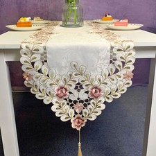 Vintage Embroidered Lace Table Runner Dresser Scarf Wedding Party Home Decor