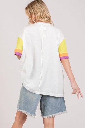 SAGE & FIG COLORBLOCKED PEACE APPLIQUE OVERSIZED TOP ST-7174 SIZE SMALL-CUTE!! - Picture 3 of 10
