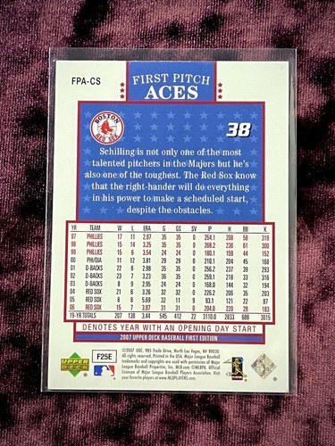 Curt Schilling 2007 Upper Deck First Edition Pitch Aces MINT Red Sox MLB HOF SP - Picture 2 of 2