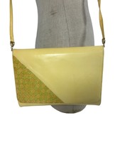 Vintage Nordstrom Yellow Leather Shoulder Bag And Clutch 80s Snake Woven