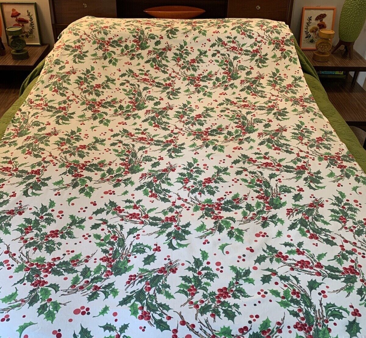 Vintage Holly with Berries Rectangle Christmas Tablecloth eBay