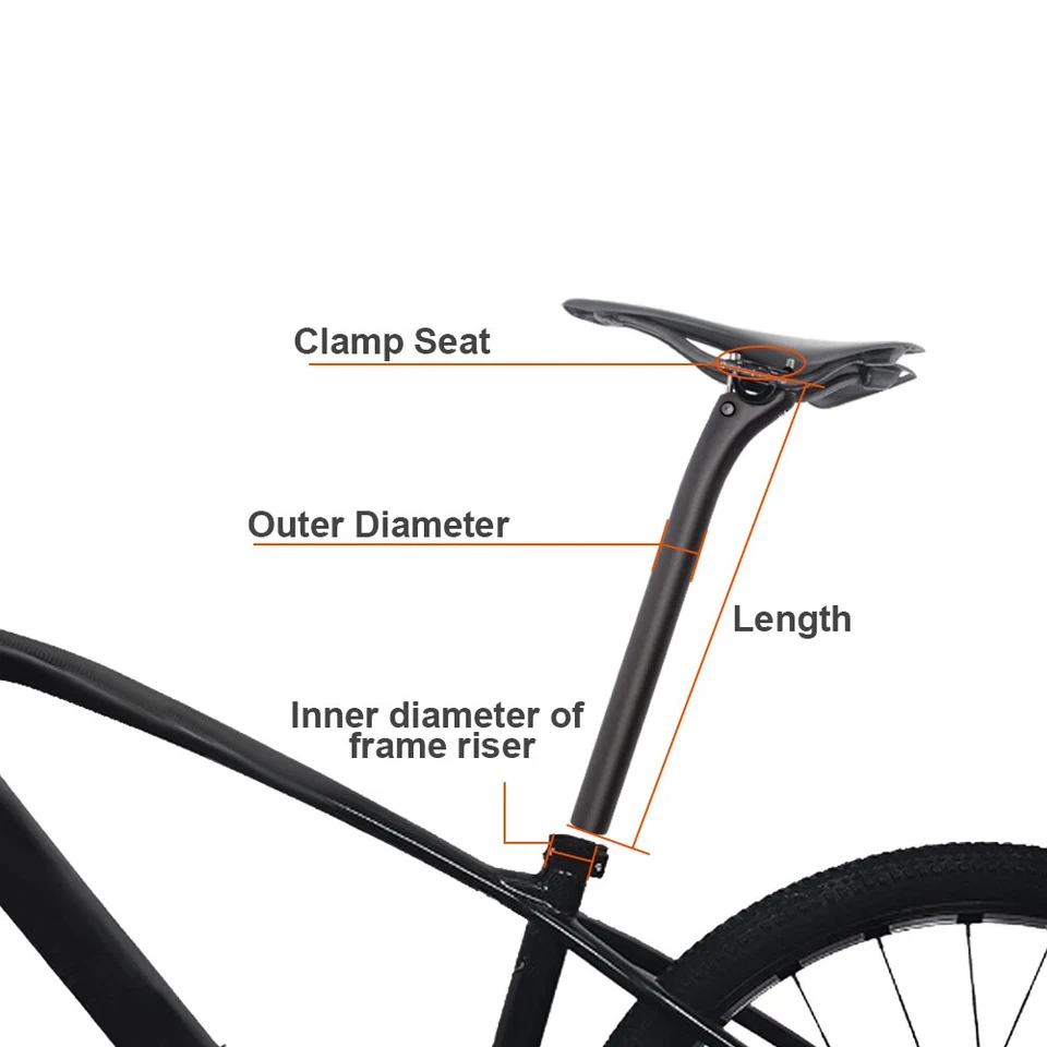 Mountain Road Bike Carbon Seat Post 25.4/27.2/31.6mm Offset 25mm Seat Tube - Image 3 of 4