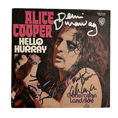 ALICE COOPER SIGNED HELLO HOORAY GENERATION LANDSLIDE WARNER BROS 1973 GERMAN 7 