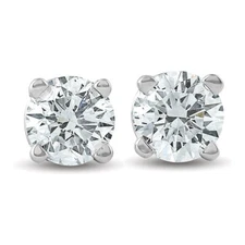 1/3 CT. T.W. Genuine Round-Cut Diamond Studs 14K White or Yellow Gold Earrings