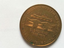 ! Münze Elbtunnel Hamburg 1968-1975 Bundesautobahn westliche Umgehung Baubehörd