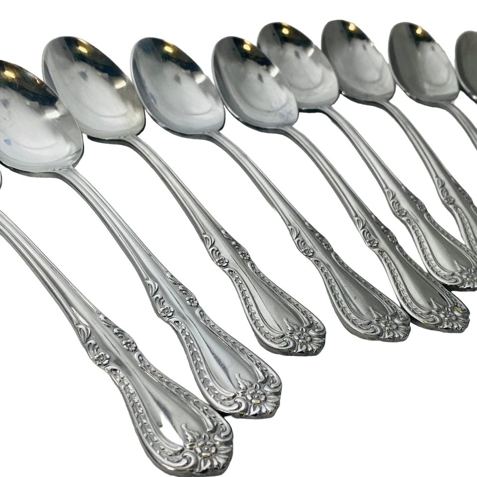 International Stainless Westbrook  10 Place/ Oval Soup Spoons Floral Korea - Image 3 of 4