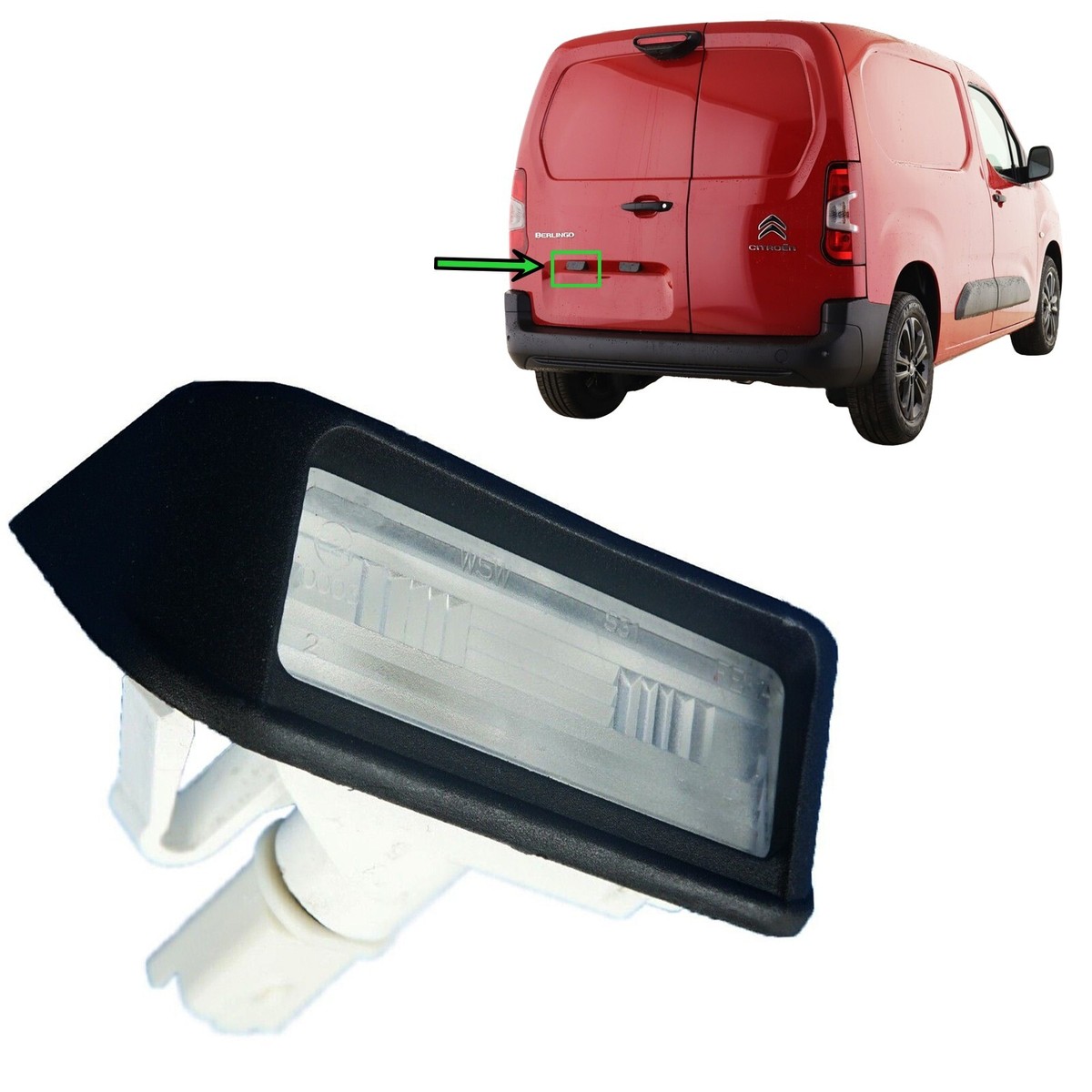 Rear Number Plate Light Fits Citroen Berlingo Peugeot Partner with Bulb 