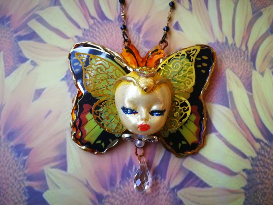 Мадам бабочка роскошь ар-деко модерн природы ювелирных изделий ожерелье кулон насекомое - Изображение 3 из 4