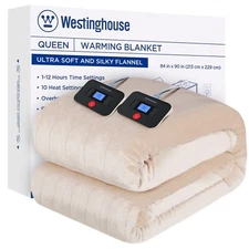 Westinghouse Electric Blanket Queen Size, Super Cozy Soft Flannel 84" x 90" H...