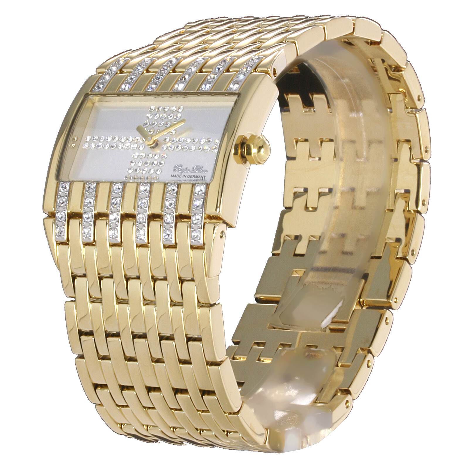 Montre Carpe Diem Selene boîtier acier doré et strass en zirconium de luxe