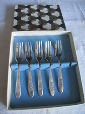 Vintage Silver plate Cake Forks x 5
