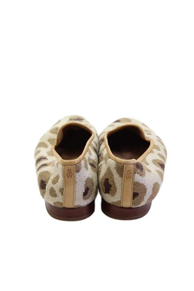 Stubbs & Wootton Mujer Tejido Estampado Animal Puntera Redonda Plano Beige Talla 7.5 Foto 3 de 4