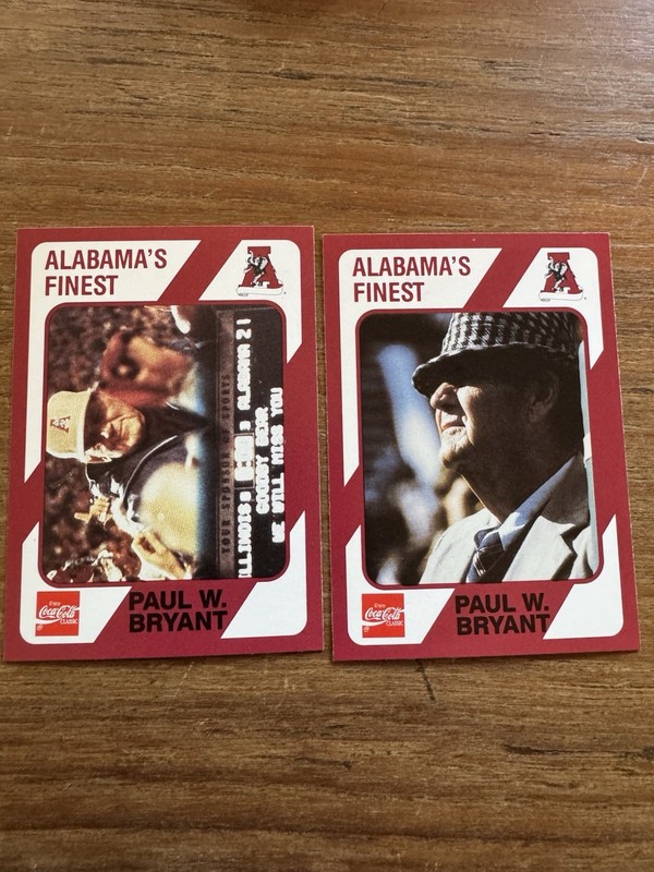 Lot of 2 PAUL (Bear) BRYANT Alabama Finest 1989 Collegiate Collection #315 & 323