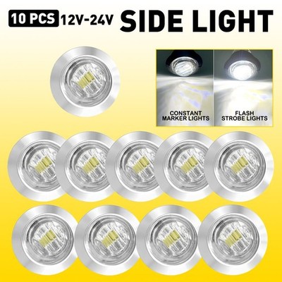 10x 3/4'' Strobe+Steady Marker Lights Dual Function White LED 12-24V Warning EAQ