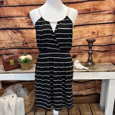 One Clothing Women Black/White Stripe Beach Halter Dress Size S