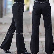 Mens Loose Bell-bottom Dancing Trousers Long Pants Business Dress Trousers New