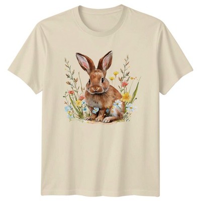Aquarell Hase Tierwelt Wiese Blume Damen T-Shirt Hase Ostern Geschenk für Sie