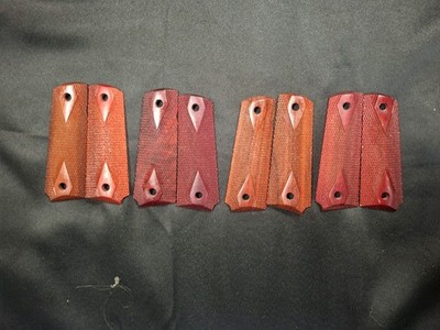 One set of Checkered Wood Grip Panels for Colt 1911 .45 ACP