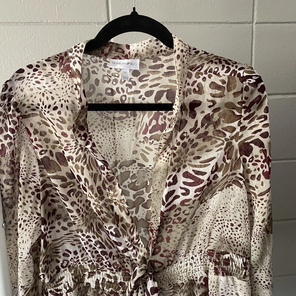 Top Y2K Moda Bug Mujer Estampado Animal Cintura Imperio Transparente Boho Bow XLarge Foto 4 de 4