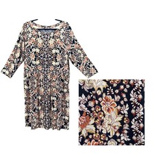 J Jill Womens Dress Size XL Pocket Midi Boho Dark Floral Stretch Comfy Cottage