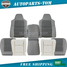 Front Cloth Seat Cover Gray / Foam For 2003-2007 Ford F250 F350 F450 Super Duty