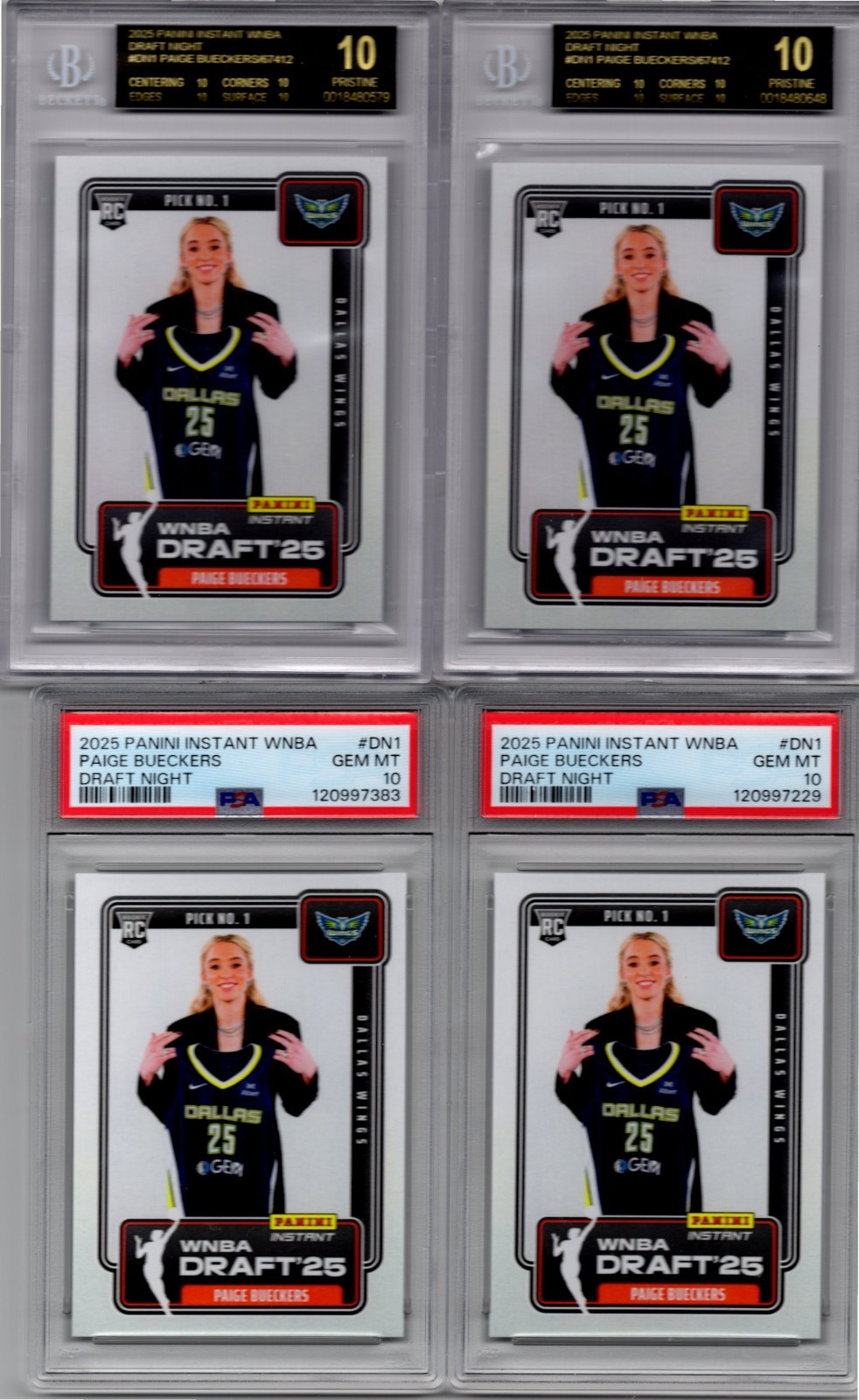 *LOT OF 4*  2025 Panini Draft Paige Bueckers #DN-1  (RC)  2 BGS BLK & 2 PSA 10 view 2