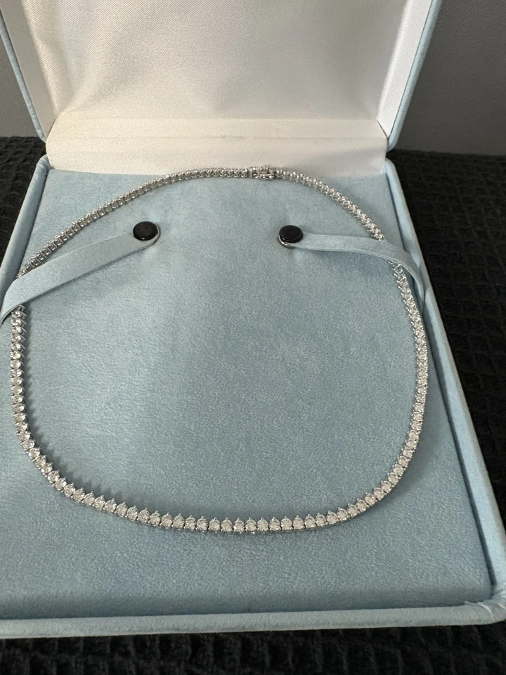 Epiphany QVC Sterling Silver Platinum Clad Diamonique 18" Tennis Style Necklace - Image 2 of 4
