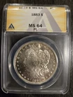 1883 Morgan Silver Dollar $1 ANACS MS64 PL  Proof Like