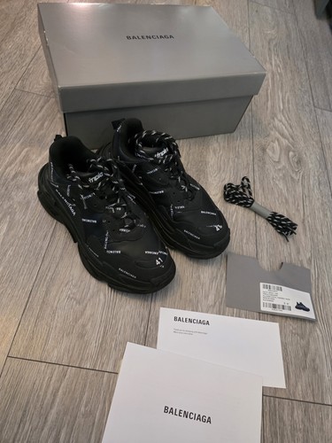 Balenciaga Triple S Black Allover Logo UK Size 7 EU 41