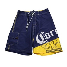 Corona Extra Shorts Mens 32 Blue Yellow Swim Trunks Beach Vacation Beer