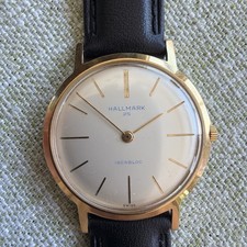 Hallmark 25 Jewels Incabloc Vintage Swiss Watch Mechanical Working 34mm case 
