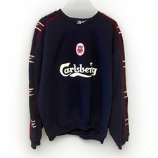 Vintage Liverpool FC Carlsberg Pullover Sweatshirt Mens XL Navy Crewneck 90s