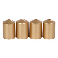 Metallic-Stumpenkerzen Gold 4Er-Set Adventskerzen Weihnachtskerzen Tischdeko